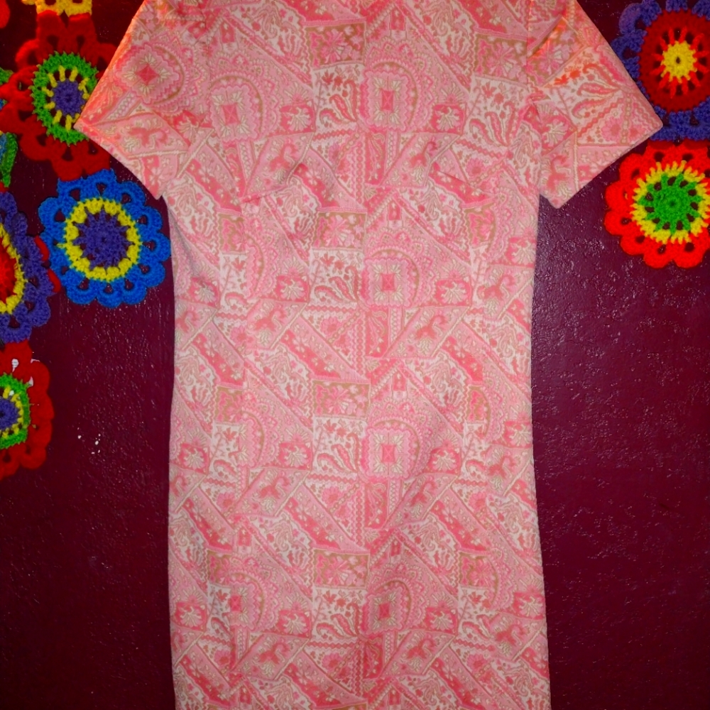 Pink and gold vintage dress